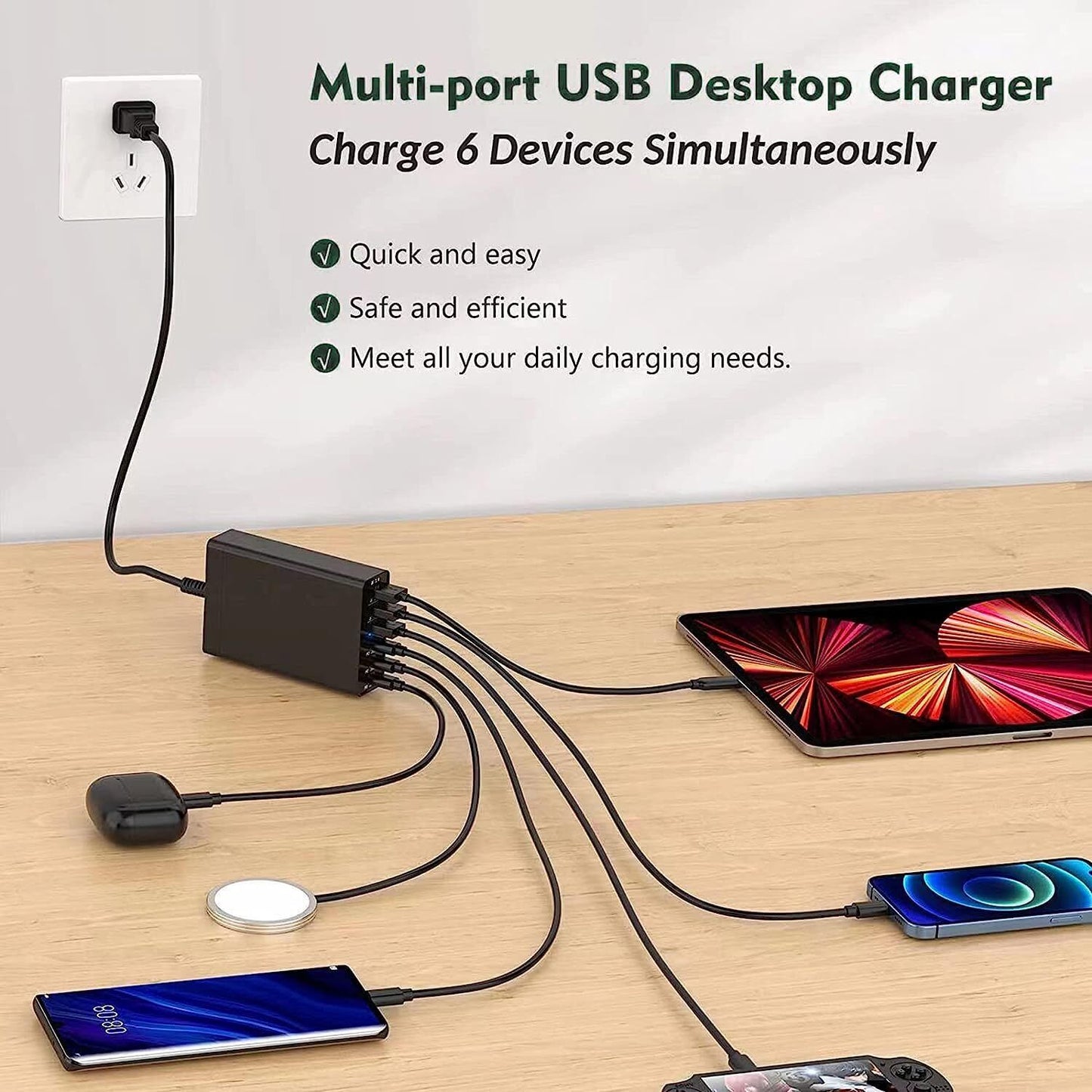 SONGAN 120W GaN3 Charger 6 Ports USB Type C PD Charger Quick Charge 3.0 USB