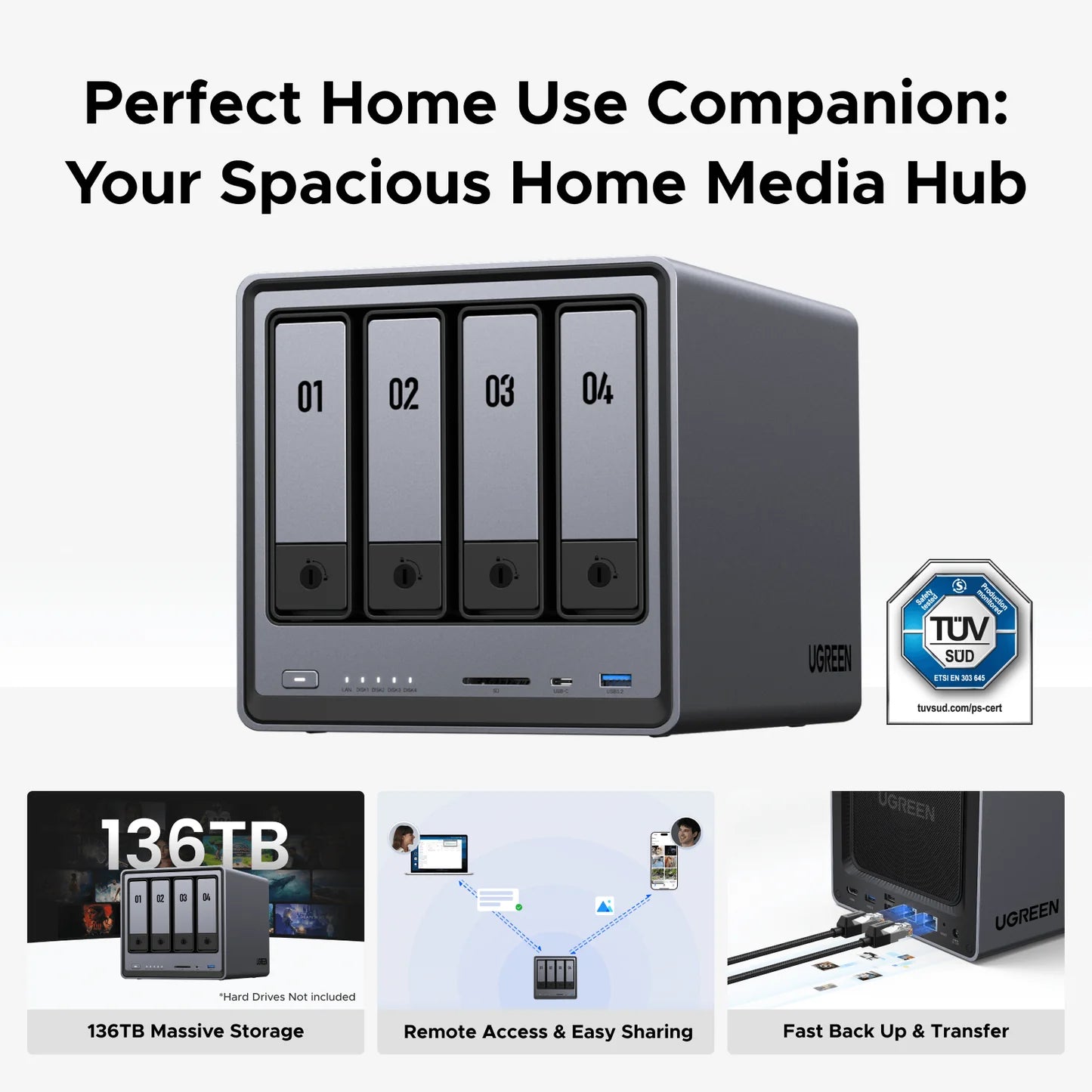 UGREEN NASync DXP4800 Plus – 4-Bay High-Performance Desktop NAS (Diskless)