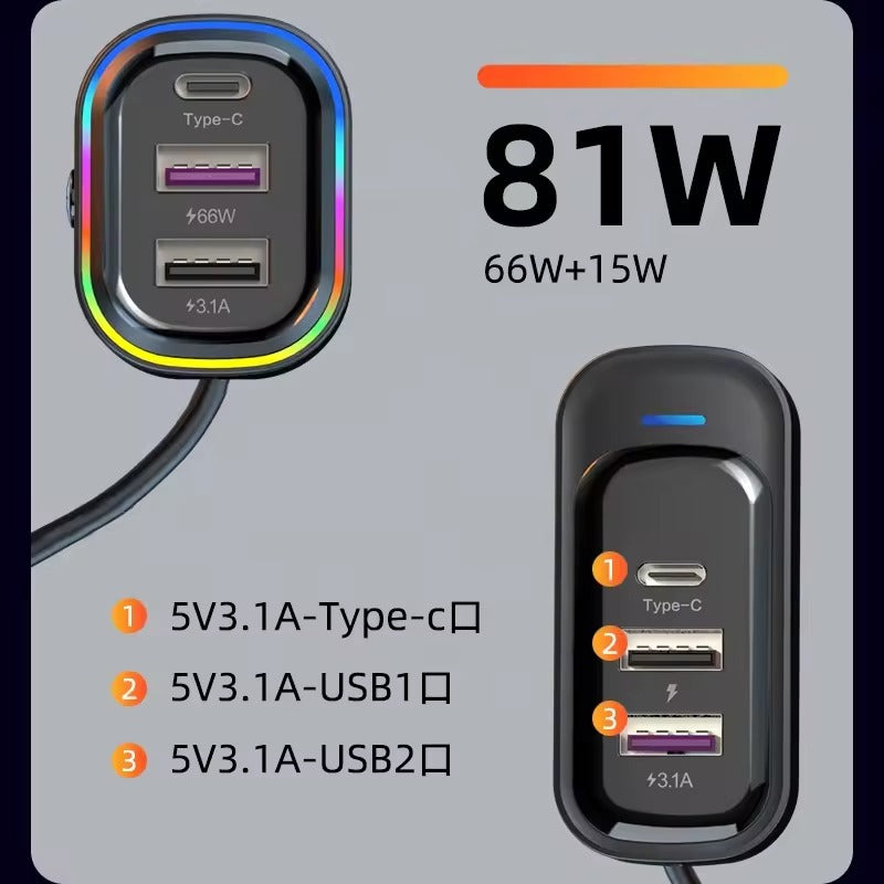 SONGAN 6 PORT CAR USB CHARGER WITH FAST CHARGING 66W