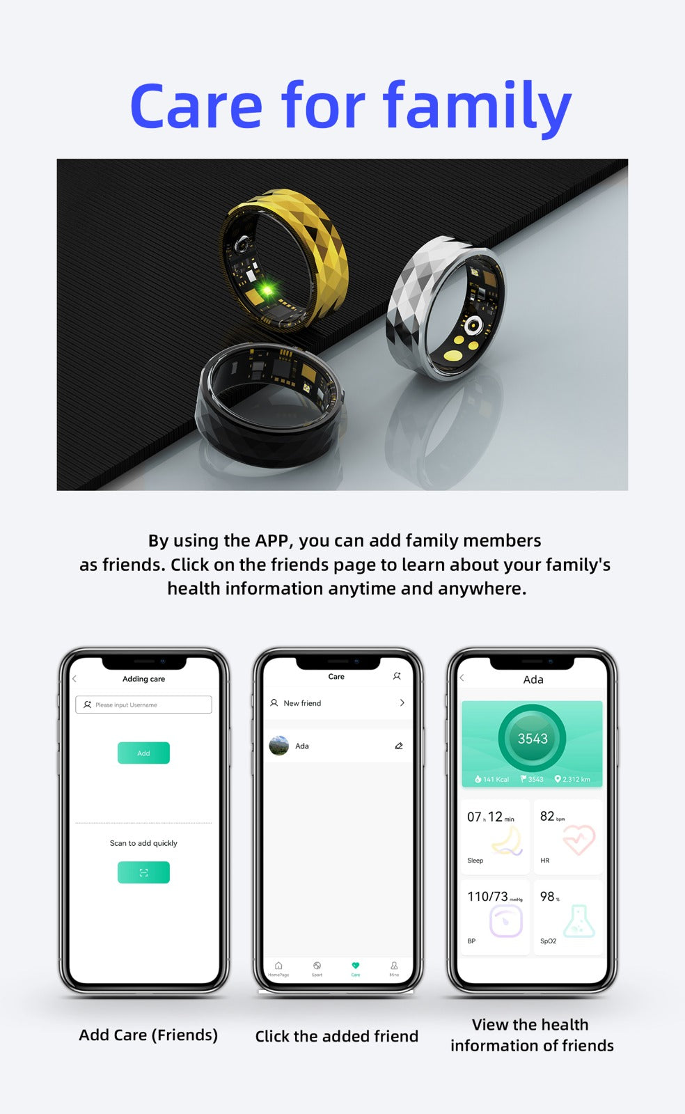 Songan Smart Ring - USB Rechargeable/ Weight Measurer/ Health Tracker