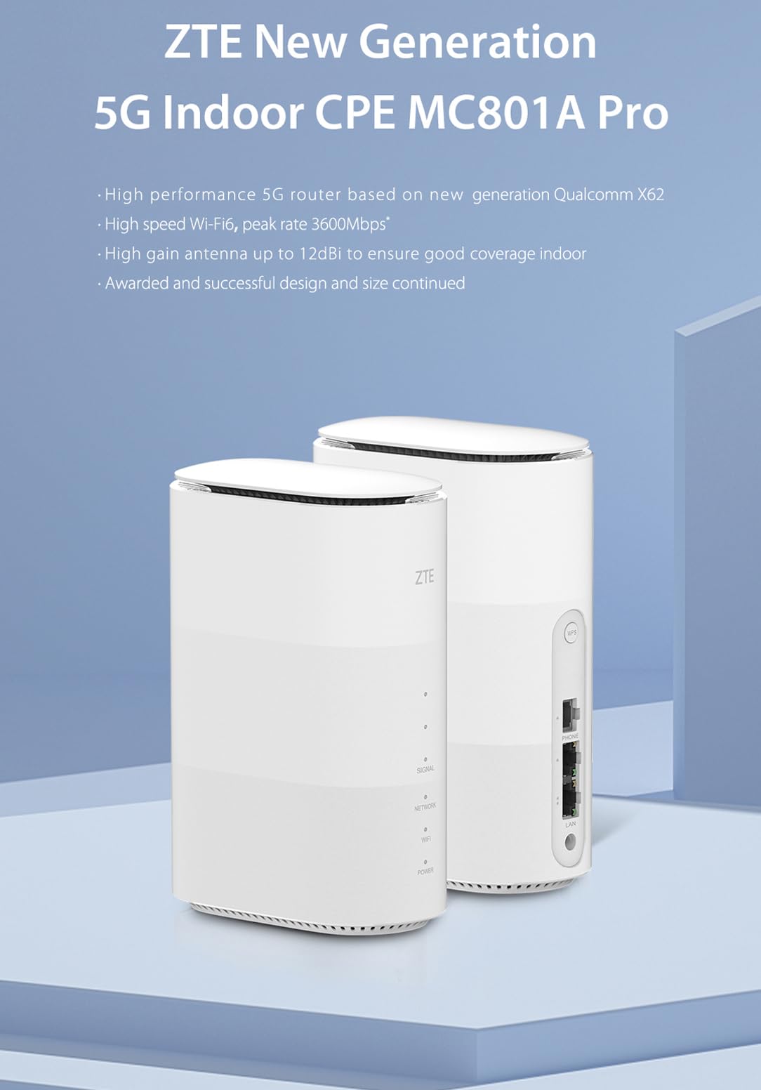 ZTE MC801A Pro 5G Indoor WiFi 6 Router