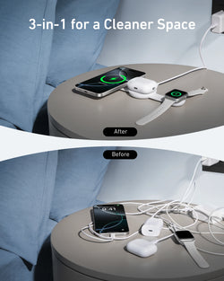 Anker MagGo 3-in-1 Qi2 Wireless Charging Station & Power Bank | 15W Fast MagSafe Charger, Foldable Travel Design