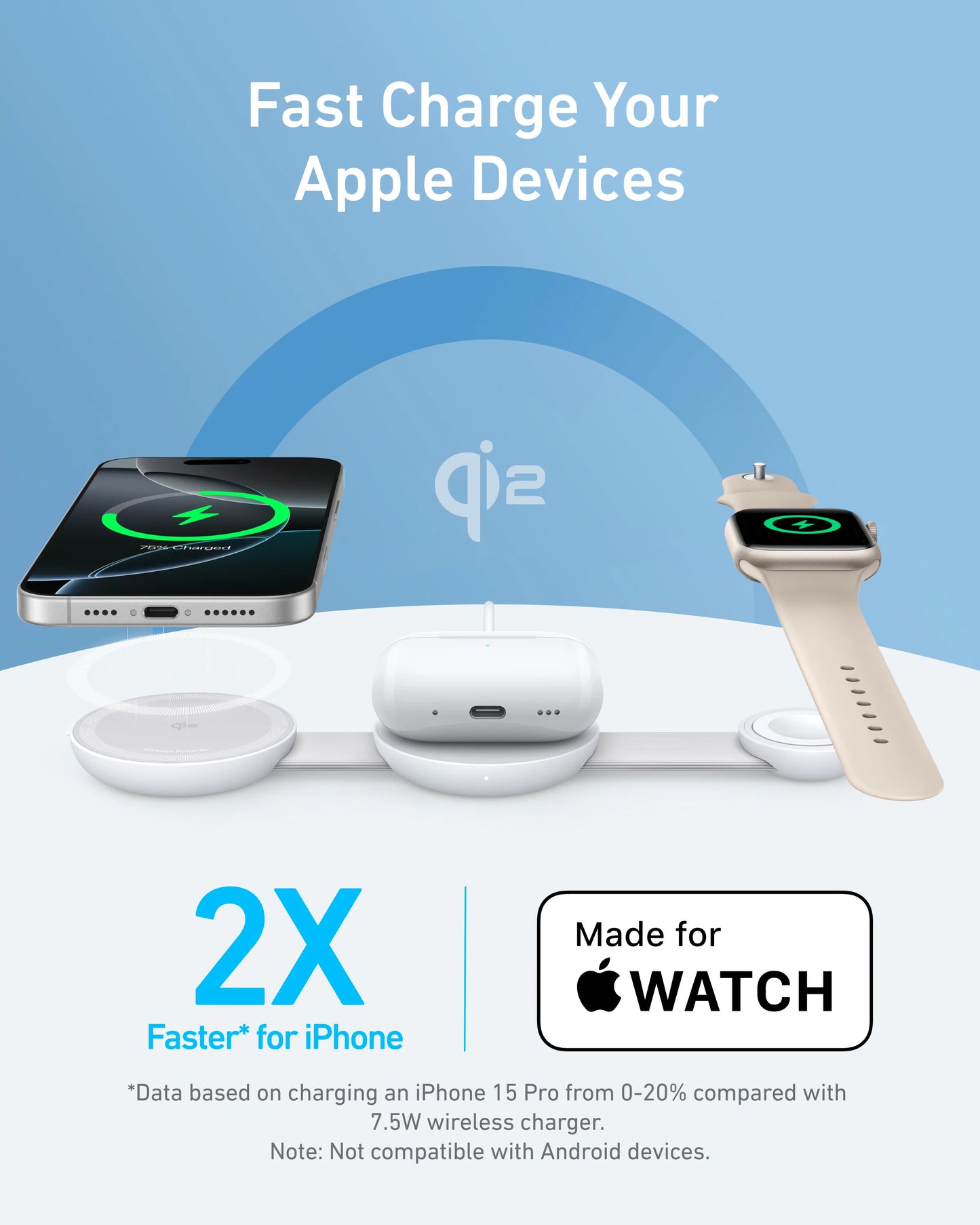 Anker MagGo 3-in-1 Wireless Charging Station (Foldable Pad)