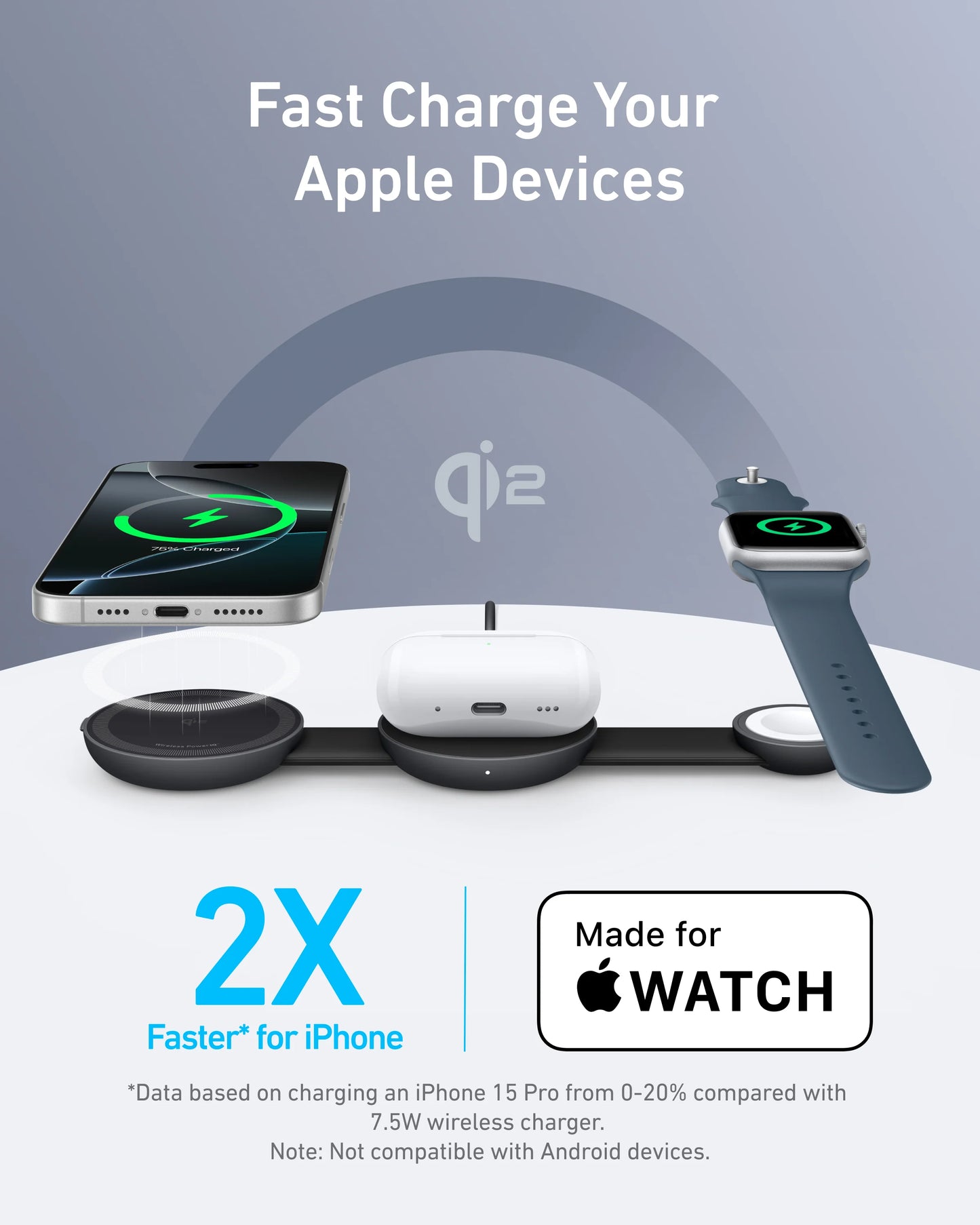 Anker MagGo 3-in-1 Wireless Charging Station (Foldable Pad)
