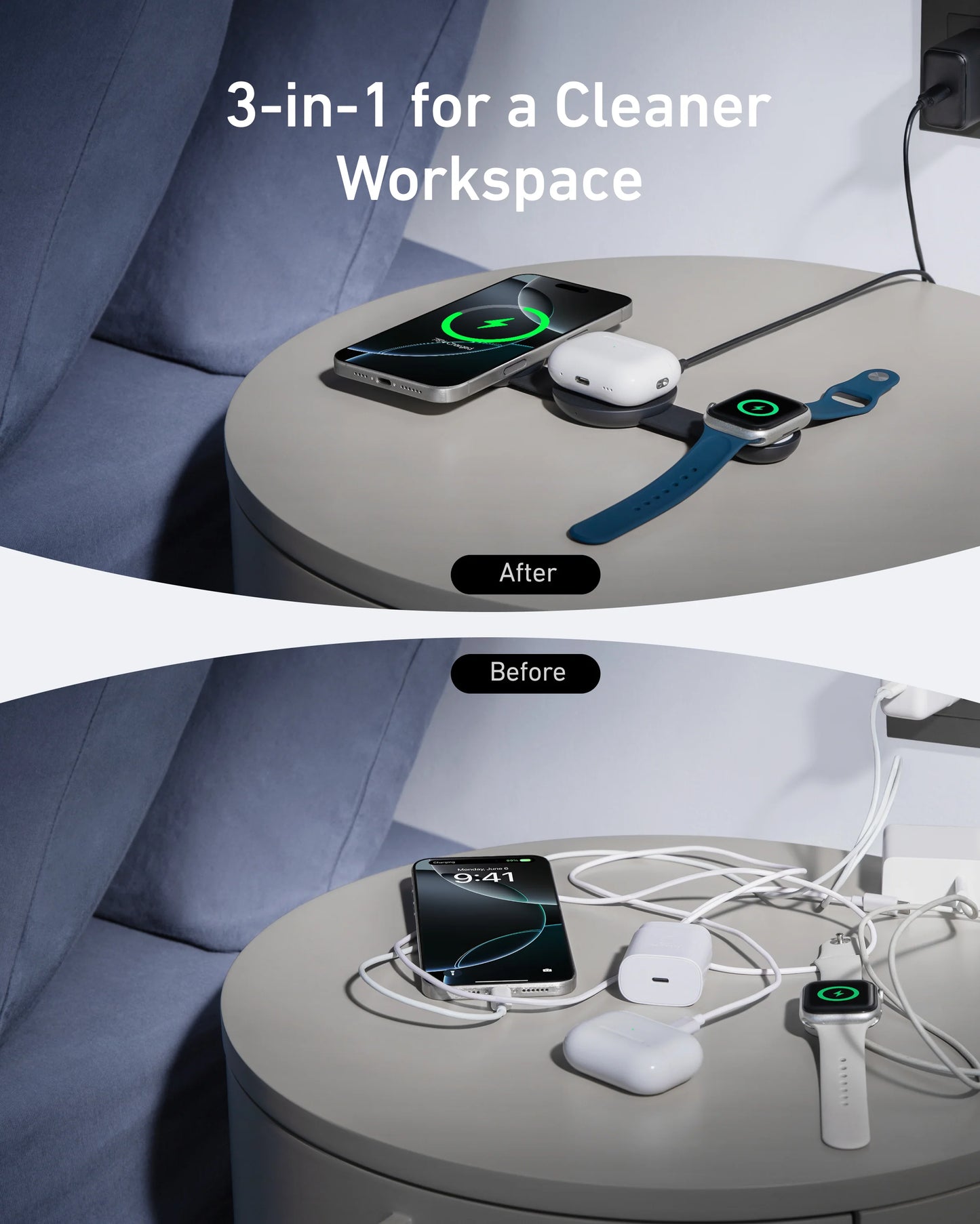 Anker MagGo 3-in-1 Wireless Charging Station (Foldable Pad)