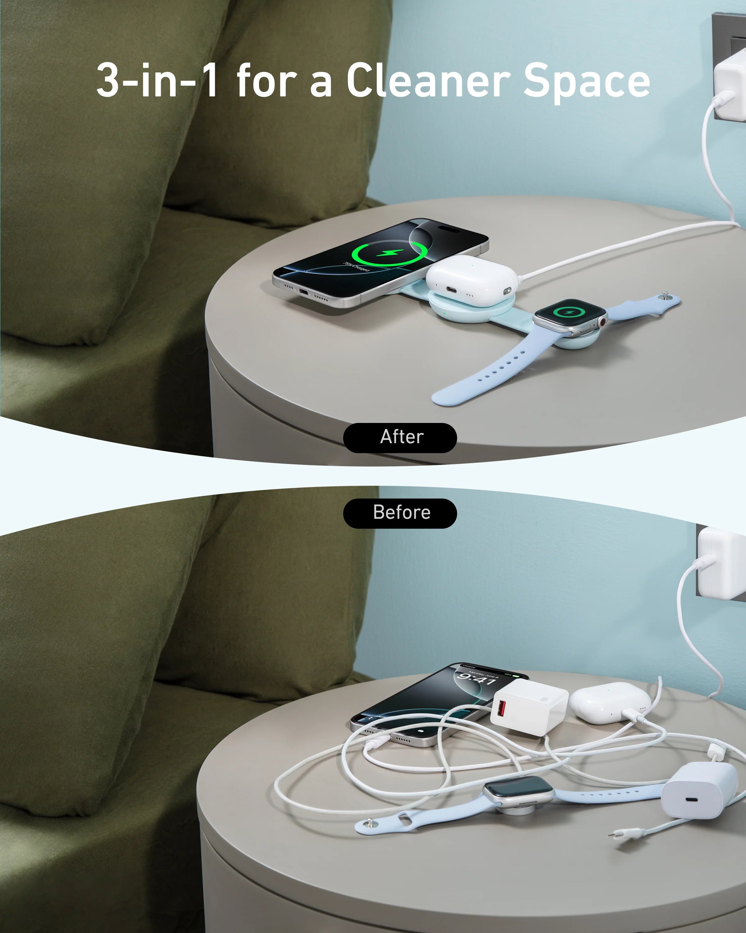 Anker MagGo 3-in-1 Wireless Charging Station (Foldable Pad)