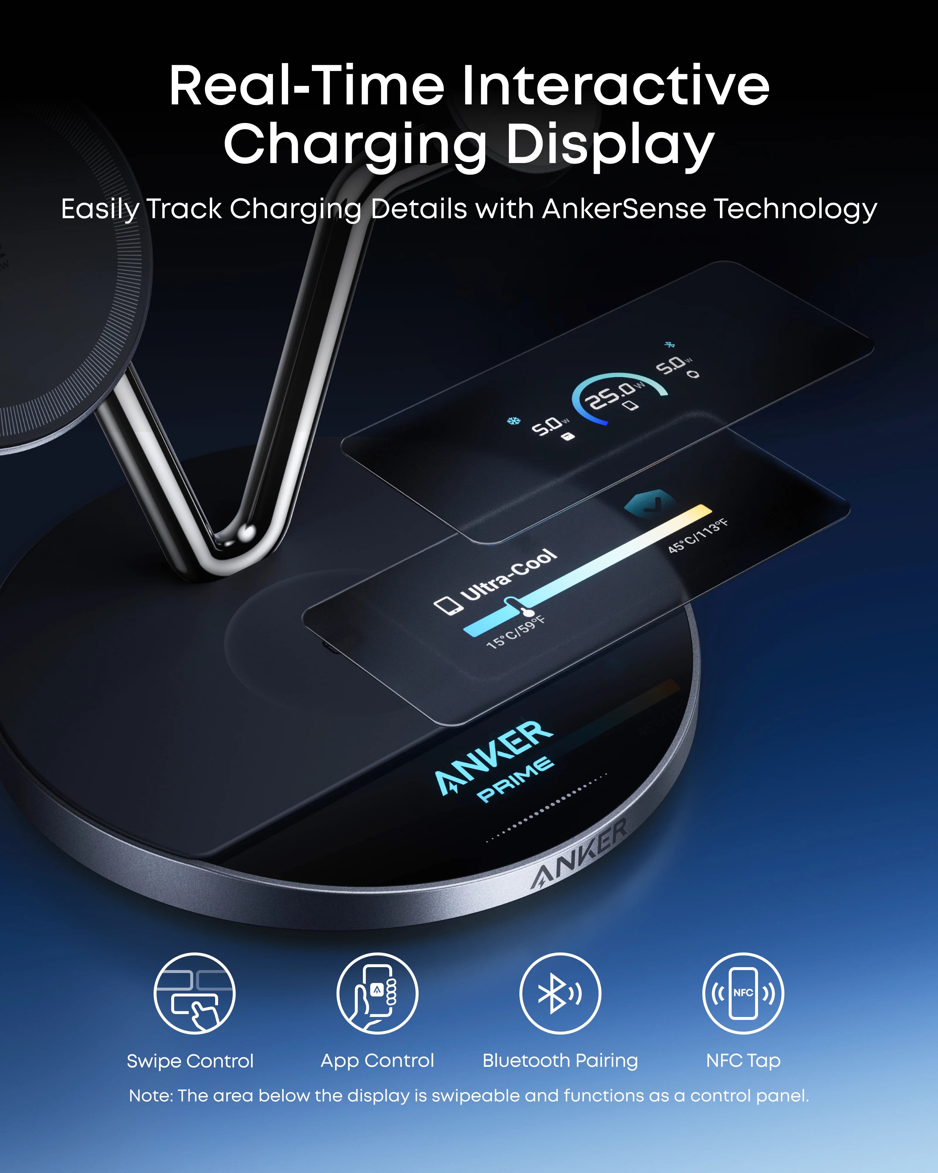 Anker Prime 3-in-1 MagGo Wireless Charging Station | 25W Fast MagSafe Charger with TEC Cooling & Smart Display