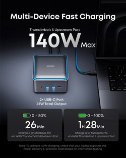 Anker Prime 14-in-1 Thunderbolt 5 Docking Station (8K Display, 140W Power, Dual Display Support, Fast Charging Hub)