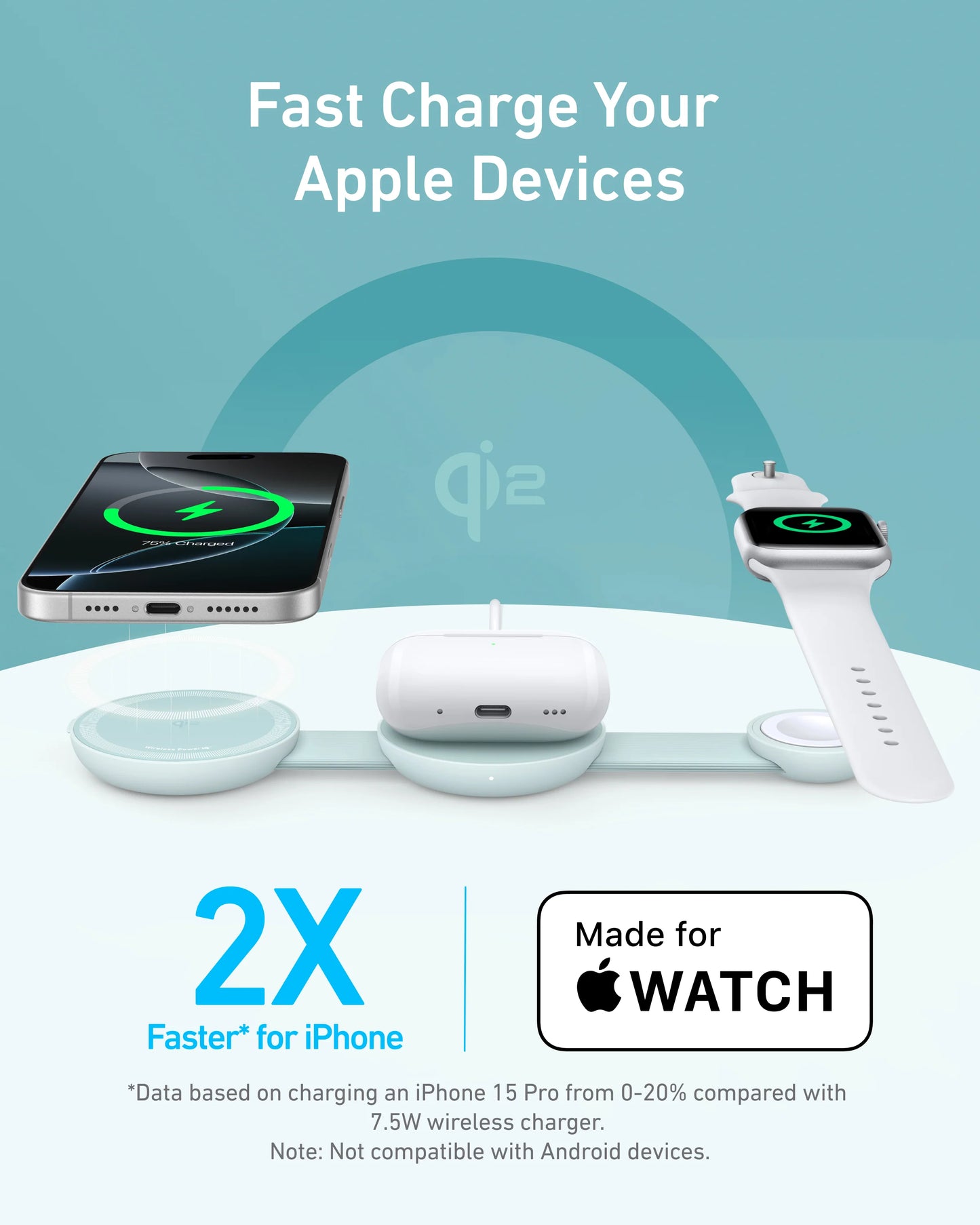 Anker MagGo 3-in-1 Wireless Charging Station (Foldable Pad)