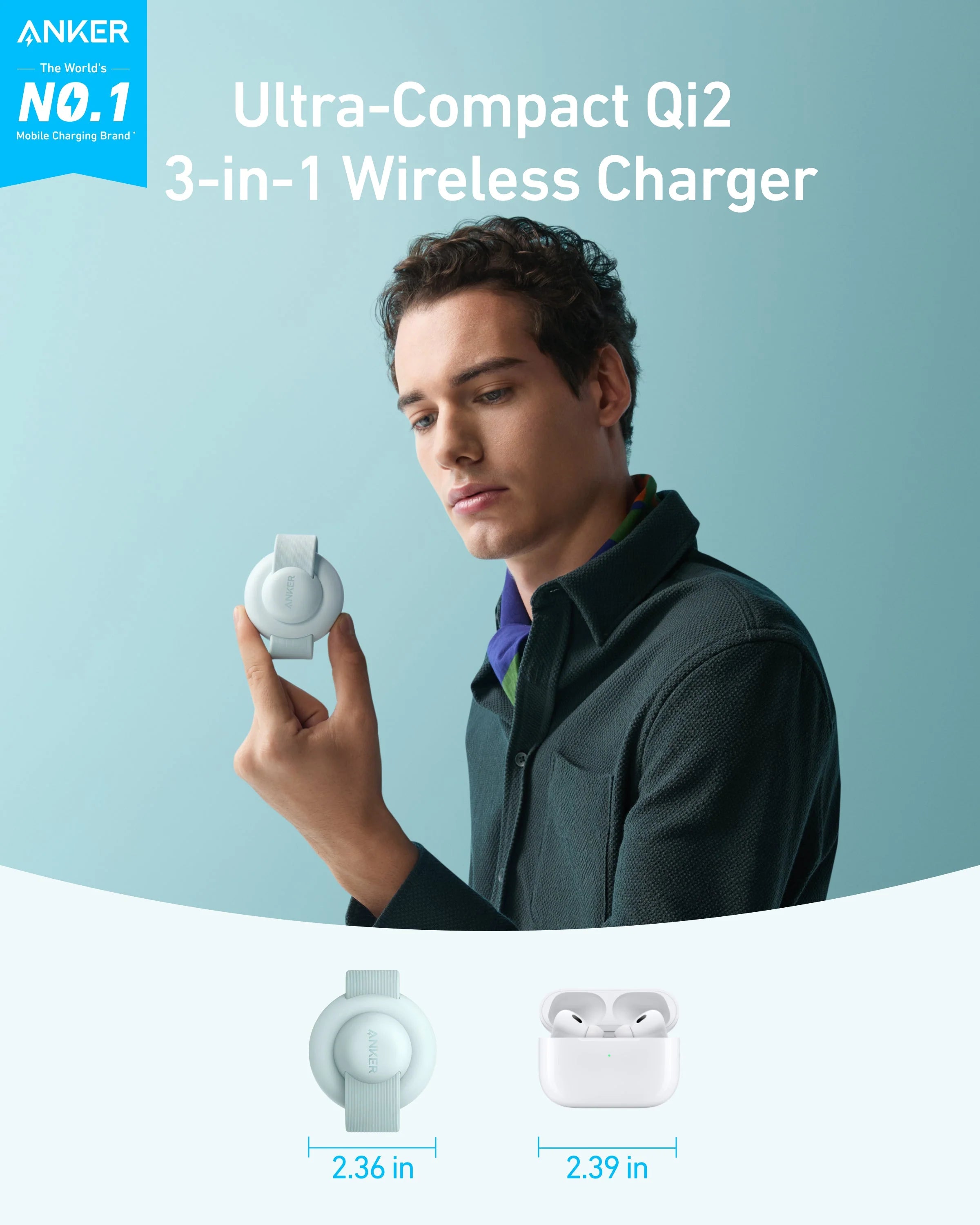 Anker MagGo 3-in-1 Wireless Charging Station (Foldable Pad)