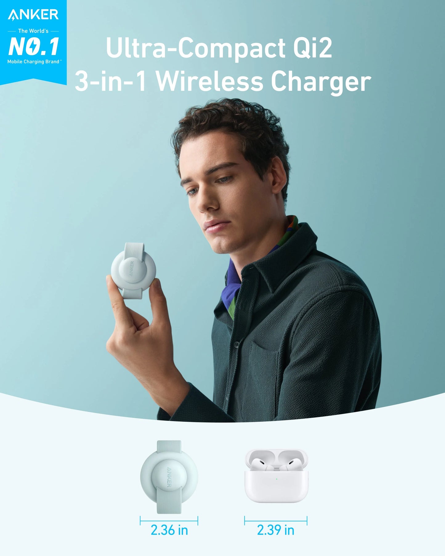 Anker MagGo 3-in-1 Wireless Charging Station (Foldable Pad)