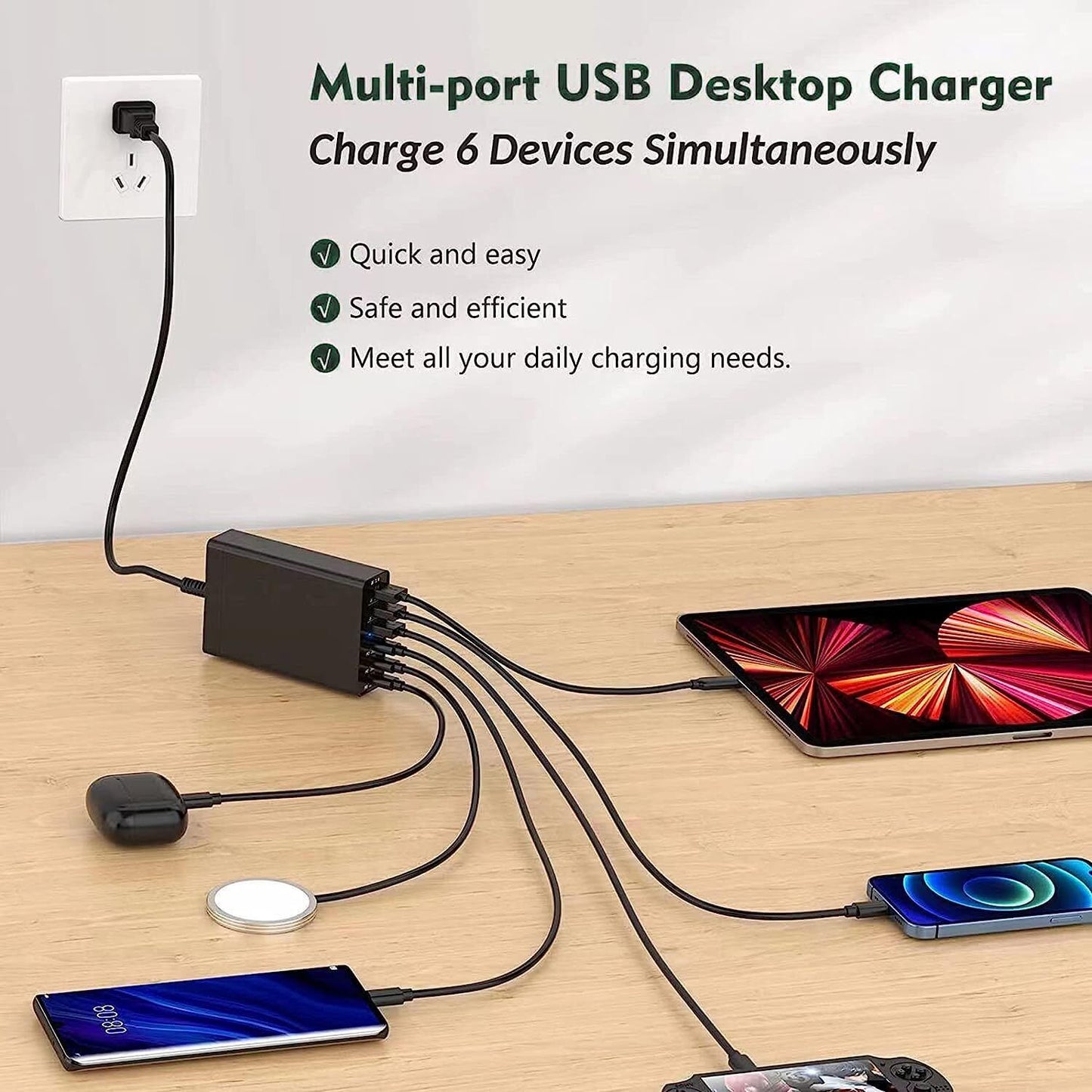 GANSON 120W  GaN3 Charger 6 Ports USB Type C PD Charger Quick Charge 3.0 USB Ty BIBI