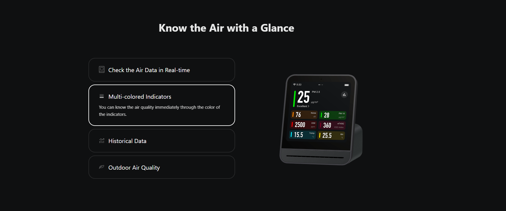 Qingping Air Monitor 2 -  7 metrics · Replaceable PM sensor · Automation · Touchscreen · Wi-Fi connectivity