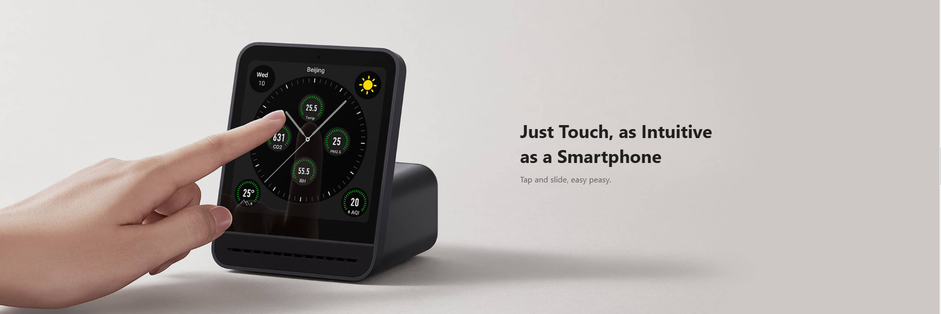 Qingping Air Monitor 2 -  7 metrics · Replaceable PM sensor · Automation · Touchscreen · Wi-Fi connectivity