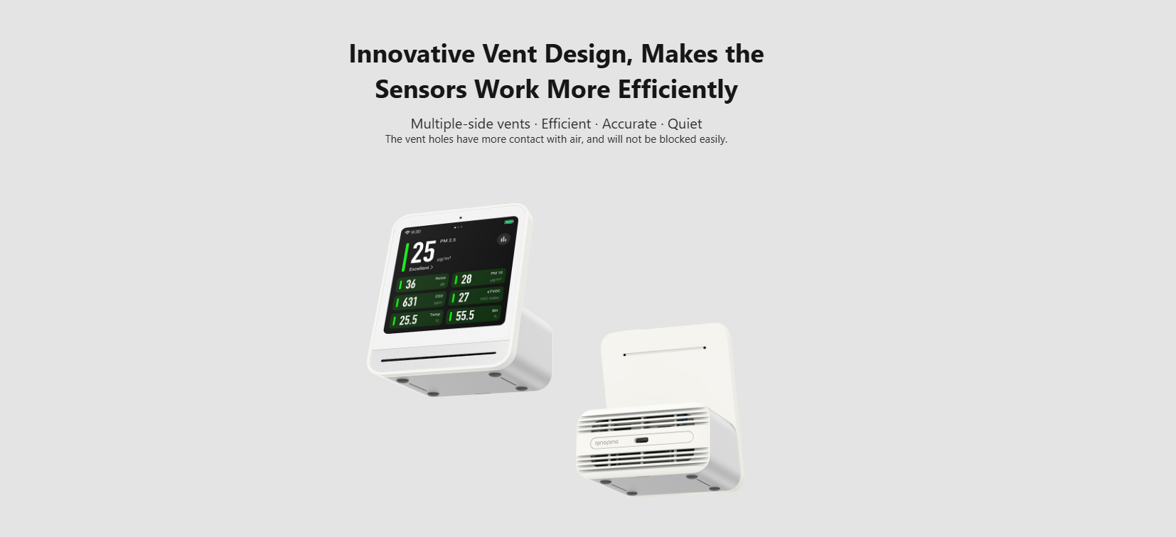 Qingping Air Monitor 2 -  7 metrics · Replaceable PM sensor · Automation · Touchscreen · Wi-Fi connectivity
