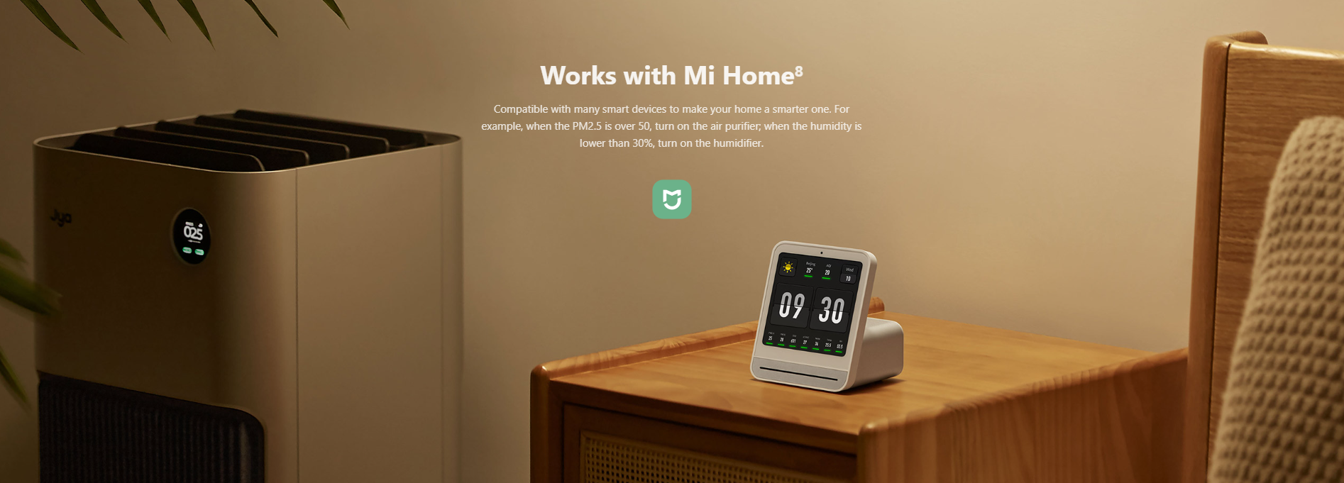 Qingping Air Monitor 2 -  7 metrics · Replaceable PM sensor · Automation · Touchscreen · Wi-Fi connectivity