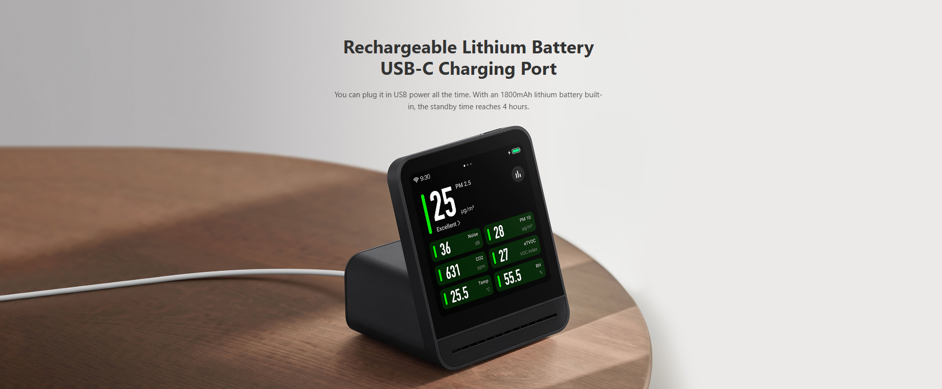 Qingping Air Monitor 2 -  7 metrics · Replaceable PM sensor · Automation · Touchscreen · Wi-Fi connectivity