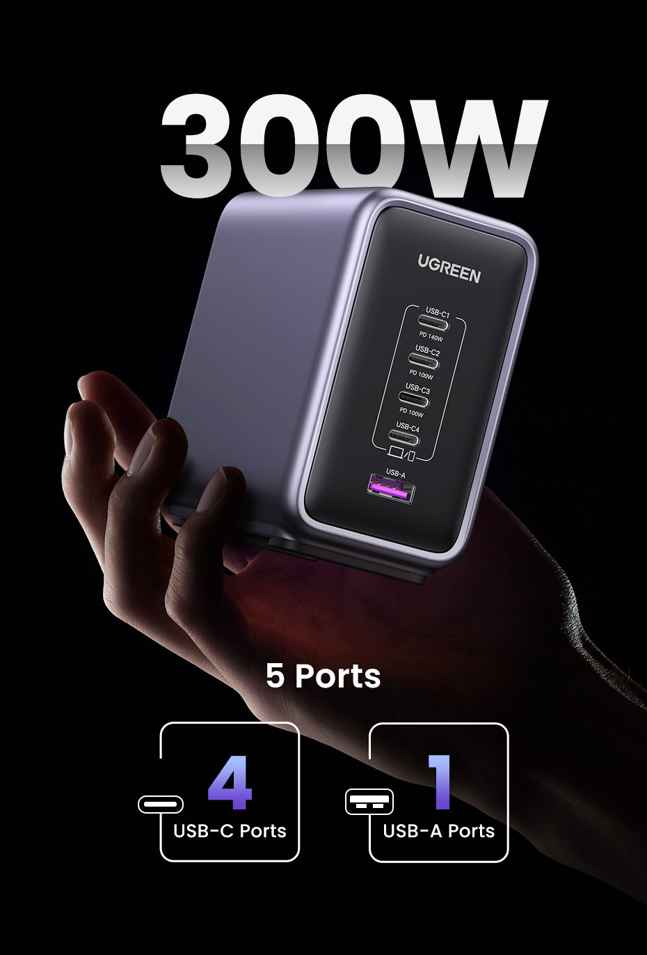 UGREEN Nexode Pro 300W GaN 5-Port Desktop Charger (PD 3.1)