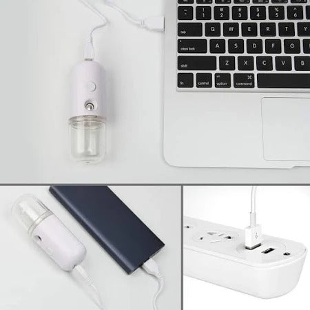 Nano Facial Mist Sprayer, Portable Cool Mist Facial Steamer Handy Mist Sprayer for Face Moisturizing & Hydrating Mini USB