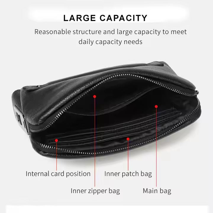 Men's Bag Fingerprint Lock/ Genuine Leather/ Envelope Bag/ Clutch Bag/ Business and Fashion Clutch