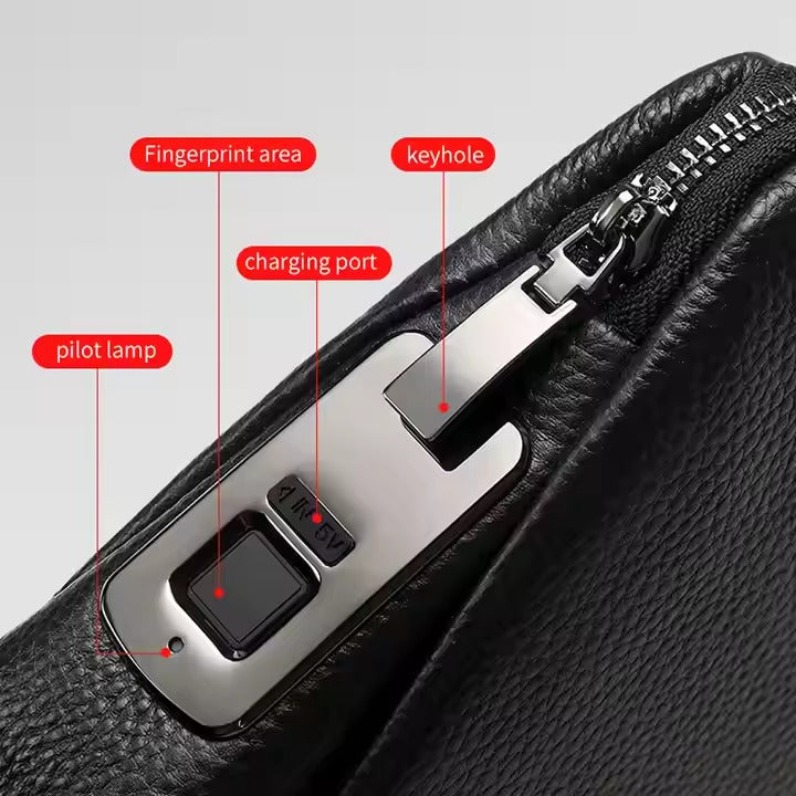 Men's Bag Fingerprint Lock/ Genuine Leather/ Envelope Bag/ Clutch Bag/ Business and Fashion Clutch