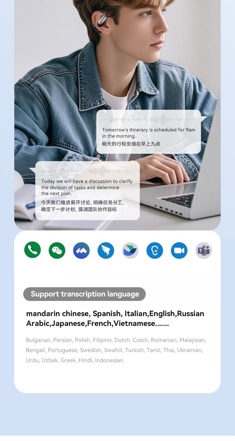 Wirelss Multi-Language Translator  Earphones with HD Voice & Immersive Sound