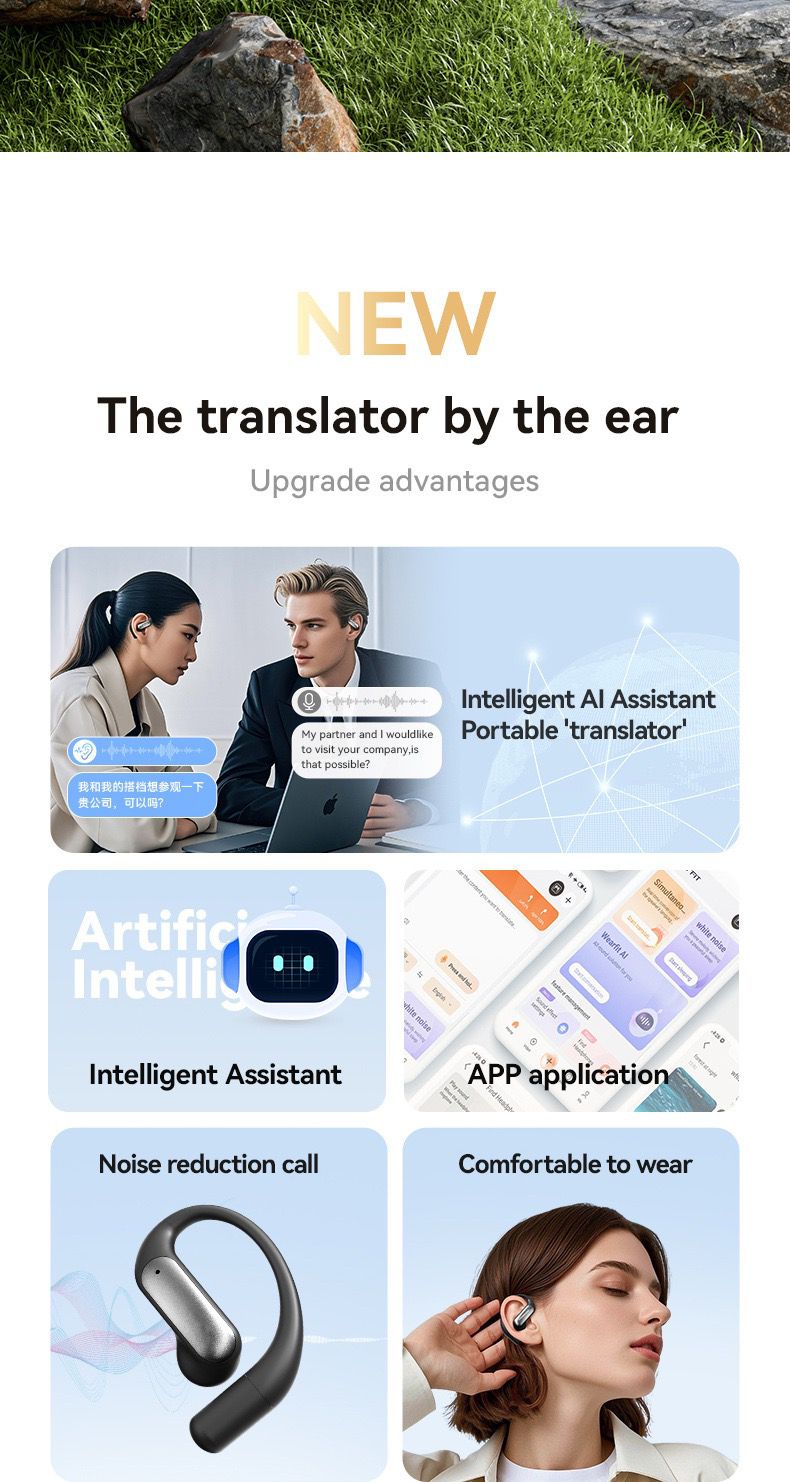 Wirelss Multi-Language Translator  Earphones with HD Voice & Immersive Sound