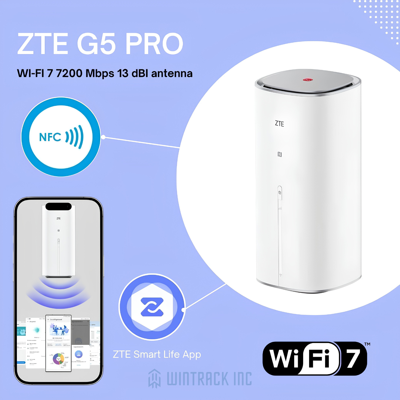 ZTE G5 Pro 5G Wi-Fi 7 Router – Ultra-Fast 7200Mbps High-Speed Wireless Router