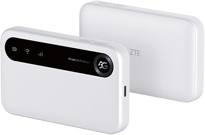 ZTE U50 5G MiFi Portable Wi-Fi 6 Router, AX1800 Mobile Hotspot, 4500mAh Battery, Dual TS-9 External Antenna Ports, Supports 32 Devices