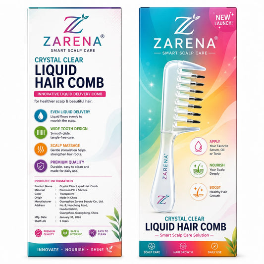 Zarena Crystal Clear Liquid Hair Comb | Scalp Oil Applicator