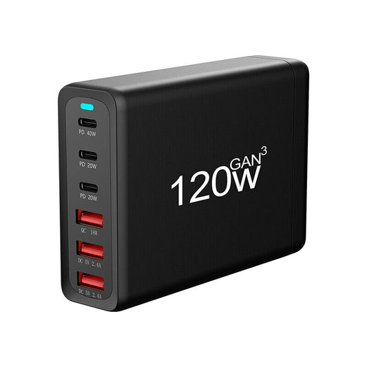 GANSON 120W  GaN3 Charger 6 Ports USB Type C PD Charger Quick Charge 3.0 USB Ty BIBI